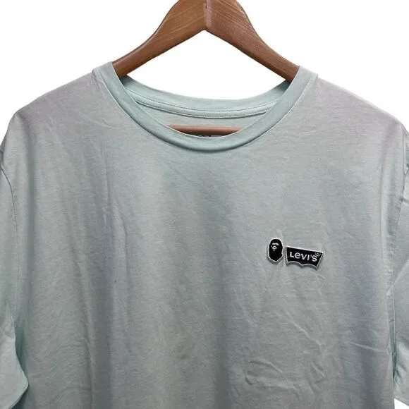 Levi's x BAPE Bathing Ape Mens Size L Short Sleeve T-Shirt Seafoam Green Limited